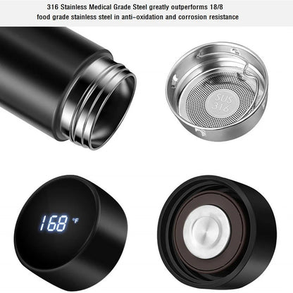 Stainless Steel Thermos Bottle with Digital Temperature Display, Intelligent Temperature Measurement Cup, LED, 500Ml
